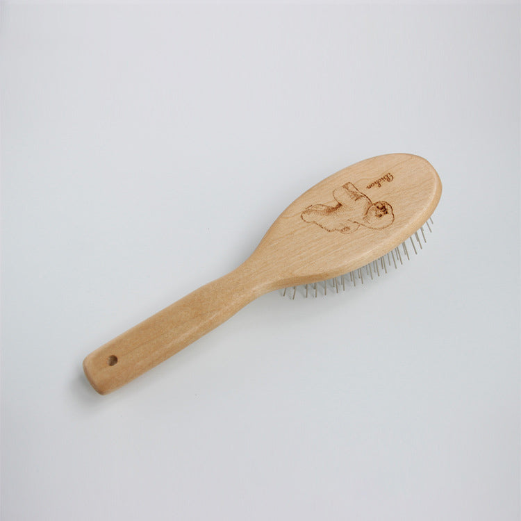 HKM-6959165 Long Haired Pet Grooming Comb - Solid Wood Handle with Stainless Steel Pins