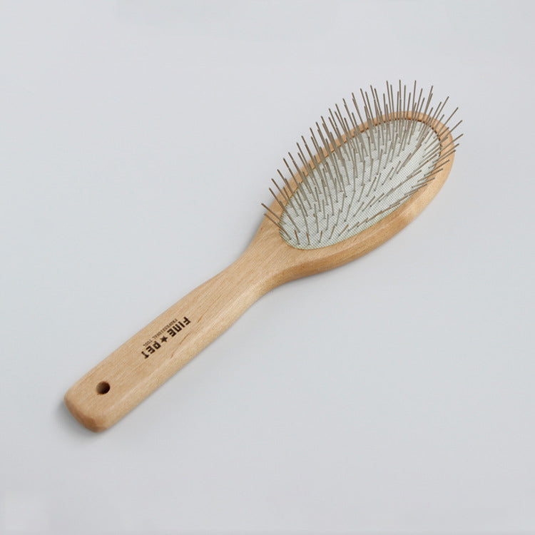 HKM-6959165 Long Haired Pet Grooming Comb - Solid Wood Handle with Stainless Steel Pins