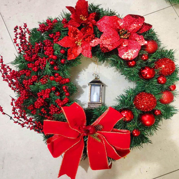 HKM-695955 Wooden Christmas Hanging Garland Wreath for Door Decoration
