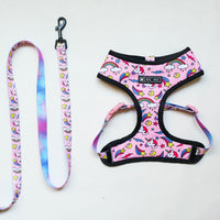 HKM-696019 Unicorn Pattern Breathable Mesh Chest Strap with Traction Rope for Pets
