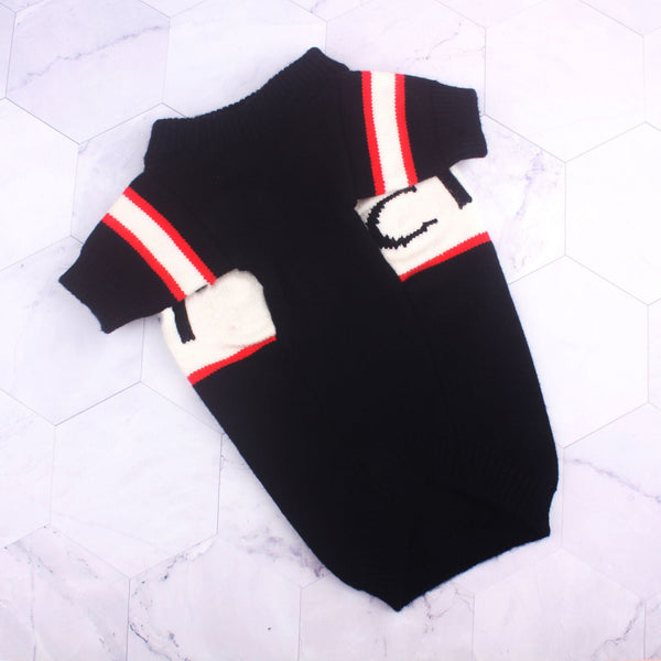 HKM-6961341 Cozy Wool Letter Sweater for Pets - Black, Sizes S to XXL