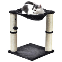 HKM-696147 Integrated Cat Climbing Frame with Sisal Pillar and Hammock – Plush Black Design