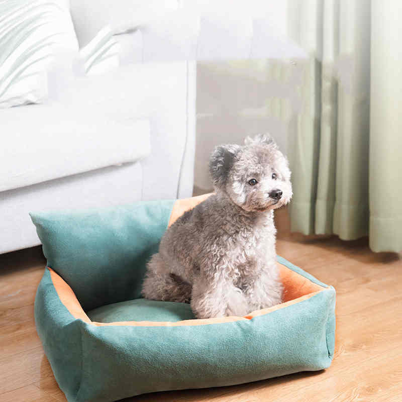 HKM-6963389 Washable Removable Cloth Kennel Pad in Gray and Malachite Green, Multiple Sizes Available