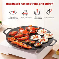 HKM-696339 Smokeless Indoor and Outdoor Metal BBQ Grill Pan with Heat-Resistant Griddle for Roasting and Frying