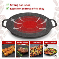 HKM-696339 Smokeless Indoor and Outdoor Metal BBQ Grill Pan with Heat-Resistant Griddle for Roasting and Frying