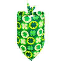 HKM-6965693 Lucky Clover Triangle Dog Scarf for Pets - Stylish Polyester Accessory in Various Patterns and Sizes