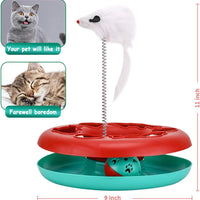 HKM-6966589 Interactive Cat Toy Tower with Tracks, Teaser Mouse, and Exercise Balls for Indoor Cats