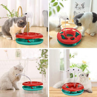 HKM-6966589 Interactive Cat Toy Tower with Tracks, Teaser Mouse, and Exercise Balls for Indoor Cats