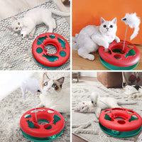 HKM-6966589 Interactive Cat Toy Tower with Tracks, Teaser Mouse, and Exercise Balls for Indoor Cats