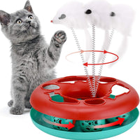 HKM-6966589 Interactive Cat Toy Tower with Tracks, Teaser Mouse, and Exercise Balls for Indoor Cats