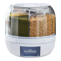 HKM-696723 Moisture-Proof 6-Grid Rotating Rice and Cereal Storage Container