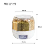HKM-696723 Moisture-Proof 6-Grid Rotating Rice and Cereal Storage Container