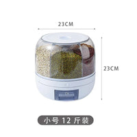 HKM-696723 Moisture-Proof 6-Grid Rotating Rice and Cereal Storage Container