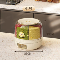 HKM-696723 Moisture-Proof 6-Grid Rotating Rice and Cereal Storage Container