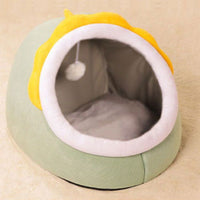 HKM-6967357 Cozy Semi-Enclosed Cat Villa - Soft Sponge Nest in Multiple Sizes