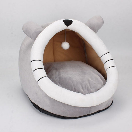 HKM-6967357 Cozy Semi-Enclosed Cat Villa - Soft Sponge Nest in Multiple Sizes
