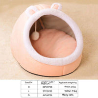 HKM-6967357 Cozy Semi-Enclosed Cat Villa - Soft Sponge Nest in Multiple Sizes