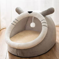 HKM-6967357 Cozy Semi-Enclosed Cat Villa - Soft Sponge Nest in Multiple Sizes