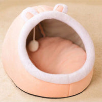 HKM-6967357 Cozy Semi-Enclosed Cat Villa - Soft Sponge Nest in Multiple Sizes