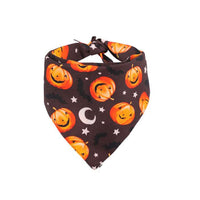 HKM-6967485 Double-Sided Halloween Dog Bandana with Pumpkin Design - Cartoon Triangle Scarf for All Seasons