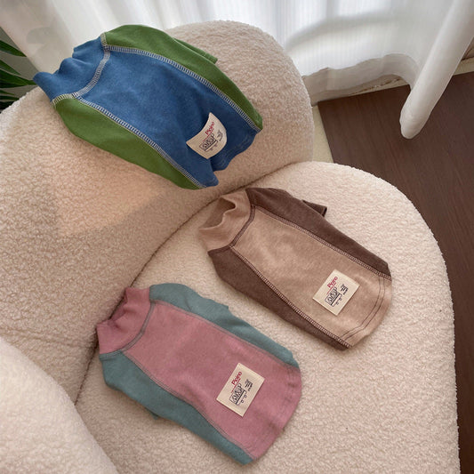HKM-6968765 Contrast Color Sleeve Cotton Base Layer Shirt for Pets