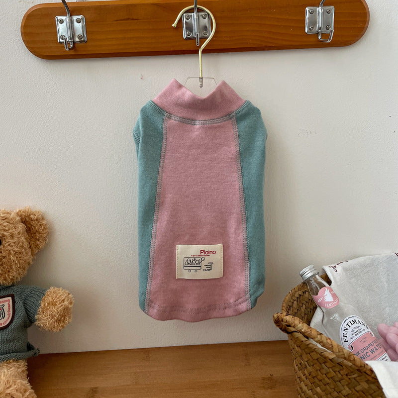 HKM-6968765 Contrast Color Sleeve Cotton Base Layer Shirt for Pets