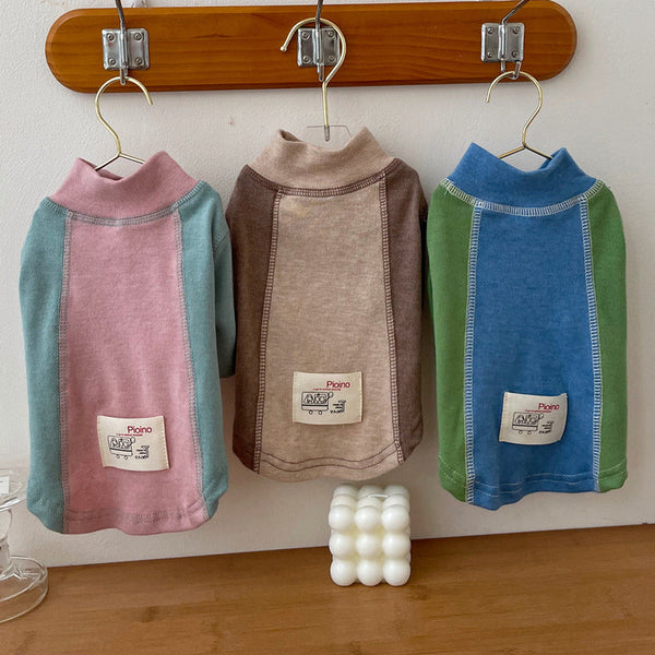 HKM-6968765 Contrast Color Sleeve Cotton Base Layer Shirt for Pets