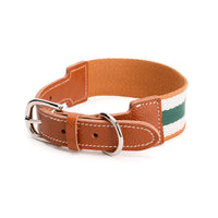 HKM-6968893 Woven Adjustable Pet Collar in Retro Stripes - Cowhide - Sizes S to XL