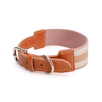 HKM-6968893 Woven Adjustable Pet Collar in Retro Stripes - Cowhide - Sizes S to XL