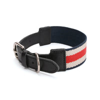 HKM-6968893 Woven Adjustable Pet Collar in Retro Stripes - Cowhide - Sizes S to XL