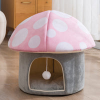 HKM-6969149 Cartoon Mushroom Removable and Washable Soft Pet Bed in Green and Pink