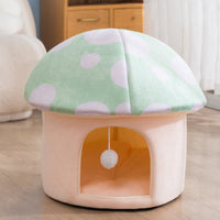 HKM-6969149 Cartoon Mushroom Removable and Washable Soft Pet Bed in Green and Pink