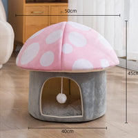 HKM-6969149 Cartoon Mushroom Removable and Washable Soft Pet Bed in Green and Pink