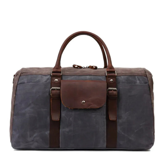 HKM-697043 Large Capacity Waterproof Canvas Travel Bag - Retro Portable Boarding Duffel Bag
