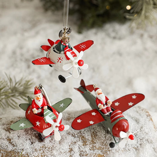 HKM-697107 Retro Iron Art Christmas Tree Hanging Decorations in Various Colors and Sizes