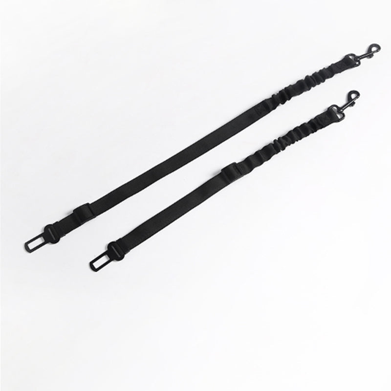 HKM-6971709 Elastic Retractable Seat Belt for Pets in Vehicles, Adjustable 53-74cm, Nylon Belt with Metal Buckle, Black