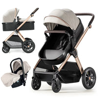 HKM-697171 3 in 1 Baby Stroller Pram with Car Seat - Luxury Lightweight Pushchair for Infants and Toddlers