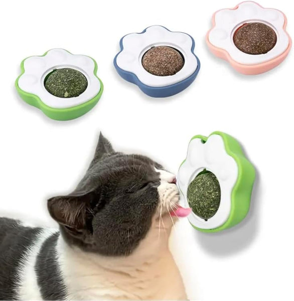 HKM-6972349 Catnip Ball Chew Toy for Cats - Interactive Edible Dental Treat for Healthy Teeth and Playtime Fun