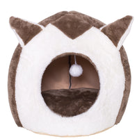 HKM-6973117 Removable and Washable Cartoon Cat House for Small Pets - Brown