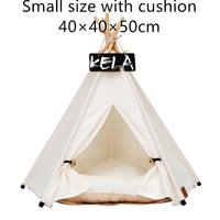 HKM-6973885 Cozy Canvas Pet Tent with Removable Cushion for Small and Medium Dogs