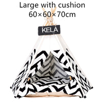 HKM-6973885 Cozy Canvas Pet Tent with Removable Cushion for Small and Medium Dogs
