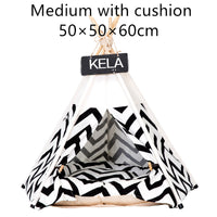 HKM-6973885 Cozy Canvas Pet Tent with Removable Cushion for Small and Medium Dogs