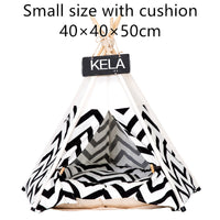 HKM-6973885 Cozy Canvas Pet Tent with Removable Cushion for Small and Medium Dogs
