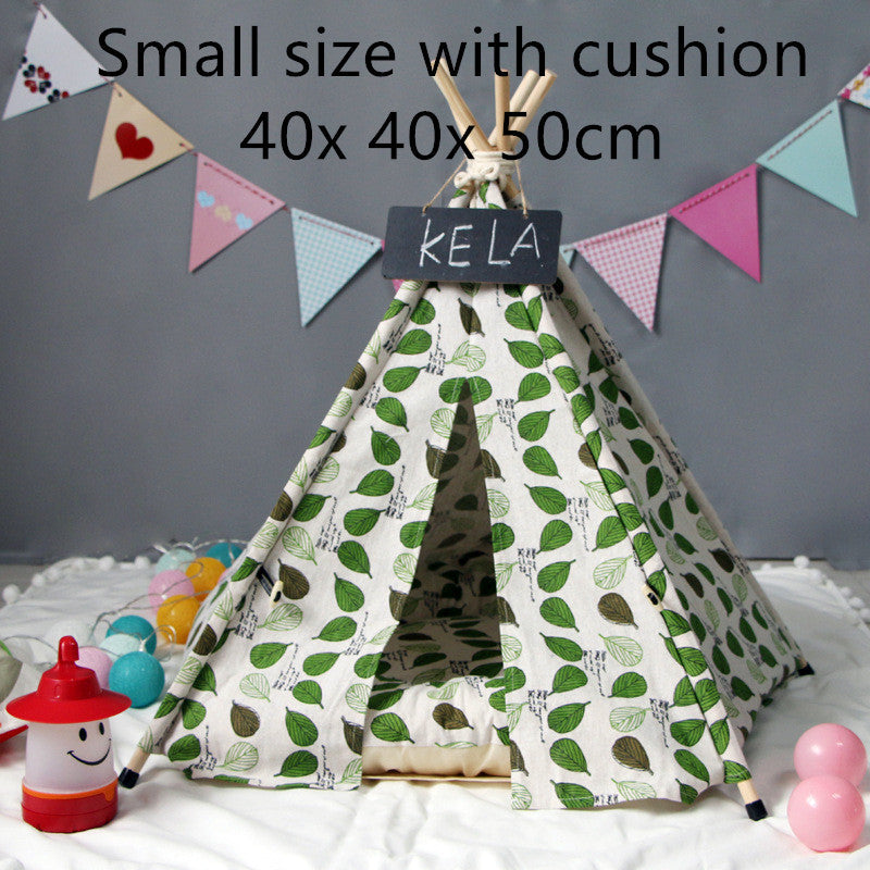HKM-6973885 Cozy Canvas Pet Tent with Removable Cushion for Small and Medium Dogs