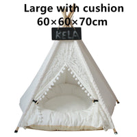 HKM-6973885 Cozy Canvas Pet Tent with Removable Cushion for Small and Medium Dogs
