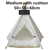 HKM-6973885 Cozy Canvas Pet Tent with Removable Cushion for Small and Medium Dogs