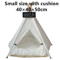 HKM-6973885 Cozy Canvas Pet Tent with Removable Cushion for Small and Medium Dogs