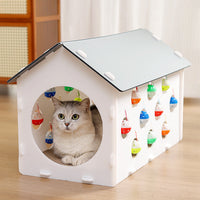 HKM-6974141 Cat Scratch Board with Integrated Nest and Toy Tunnel for Playful Cats