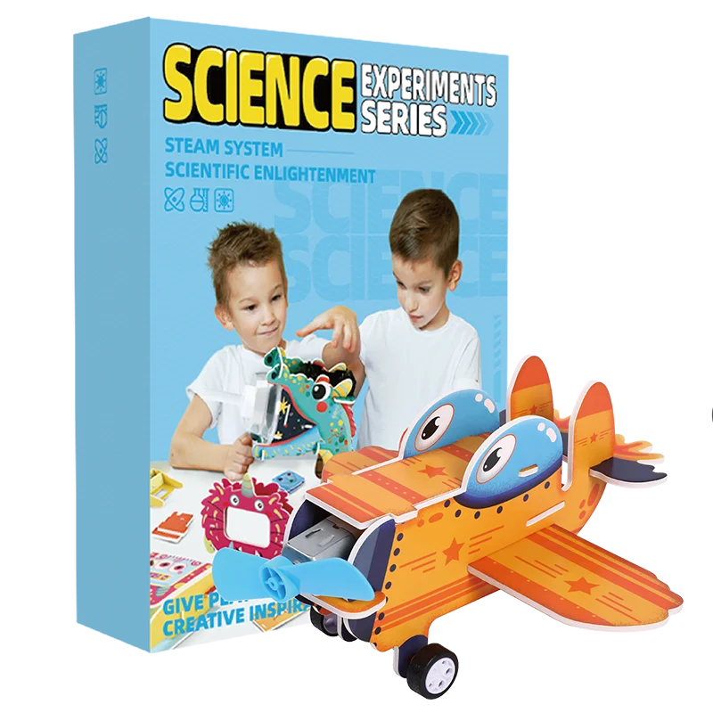 HKM-697427 DIY Aerodynamic Airplane Kit for Kids - Educational Science Toy with Fan Blades