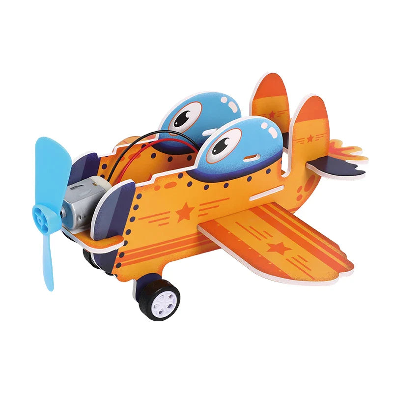 HKM-697427 DIY Aerodynamic Airplane Kit for Kids - Educational Science Toy with Fan Blades